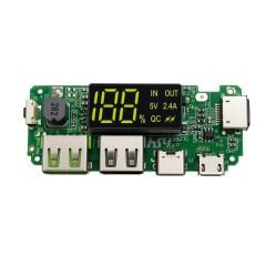 Çift USB 5V 2.4A Ekranlı Micro USB Ve Type-C Soketli Powerbank Modülü
